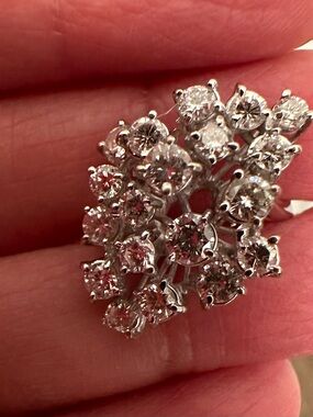 Vintage 18K White Gold 1.68 TCW Diamond Cocktail  SI 1  G-H  color Ring Size 6